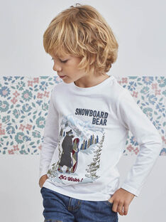Child boy's white t-shirt with mountain bear design BOXIDAGE / 21H3PGO1TML000