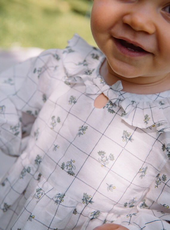 Ecru dress with check and floral print GACECILE / 23H1BF81ROB001