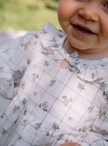 Ecru dress with check and floral print Ecru dress with check and floral print GACECILE / 23H1BF81ROB001