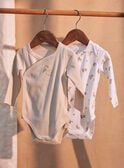 2 ecru and taupe birth bodysuits in organic cotton KOREN / 24E0NG11BOD000