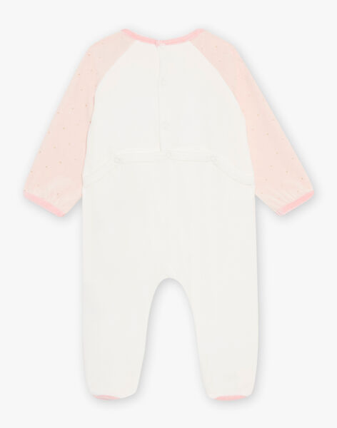 Pink and ecru velvet romper DEBETINA / 22H5BF22GRE001