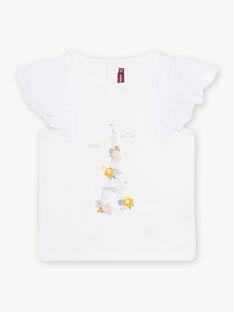 Ecru T-shirt with Eiffel Tower and flowers motifs child girl CLUFETTE / 22E2PF12TMC001