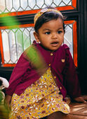 Purple cardigan in fancy knit with ruffle details baby girl CAIRENE / 22E1BF92CAR708