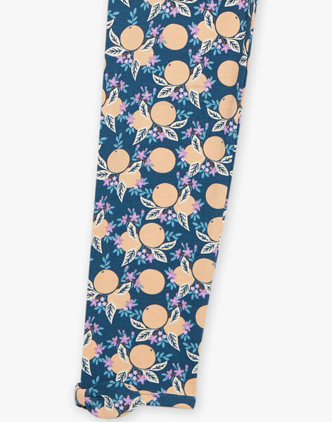 Navy blue orange and flower print leggings FLALEGETTE 2 / 23E2PFO2LG608