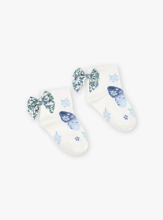 Butterfly and flower jacquard socks FUCHUETTE / 23E4PFC1SOB001