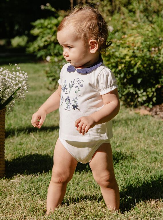 Flower embroidered T-shirt body FANELLY / 23E1BFN1BOD001