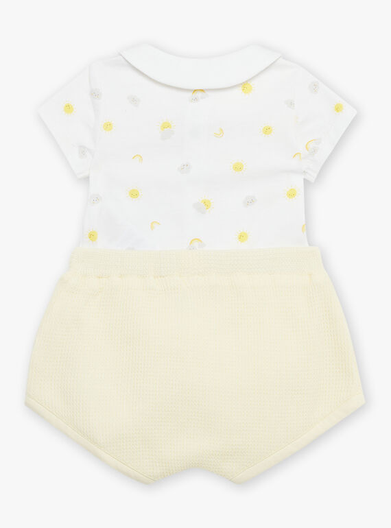Vanilla bodysuit and shorts with clouds and suns print FOULQUES / 23E0CMT1ENS114