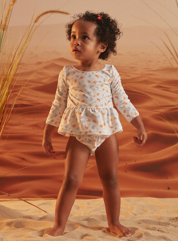 Ecru swim t-shirt with floral print KITIANA / 24E4BFG1TUV001