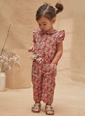Red jumpsuit with a floral print collar KAINES / 24E1BFC1CBL410