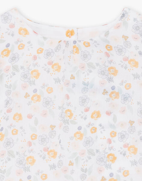 Child girl's ecru blouse with floral print CLUBETTE / 22E2PF11CHE001