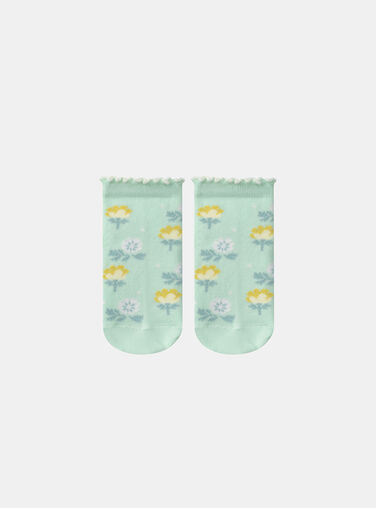Céladon Blue Flower Jacquard Socks KLISOZETTE / 24E4PFR1SOB204