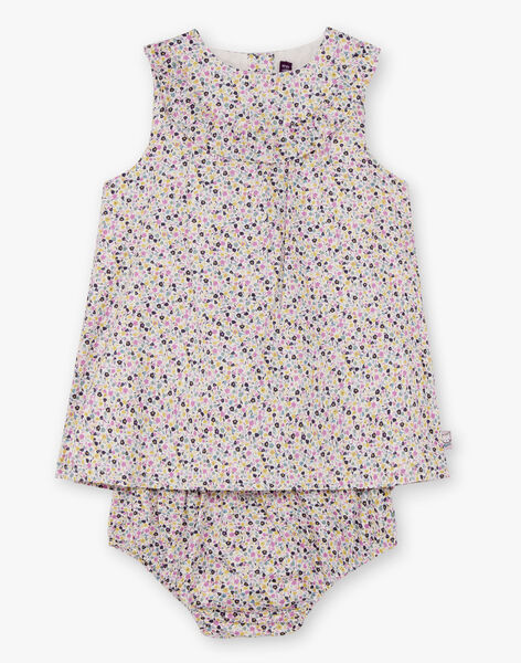 Baby girl pink and yellow floral print dress and bloomer BACHRISTIE / 21H1BF21ROB001