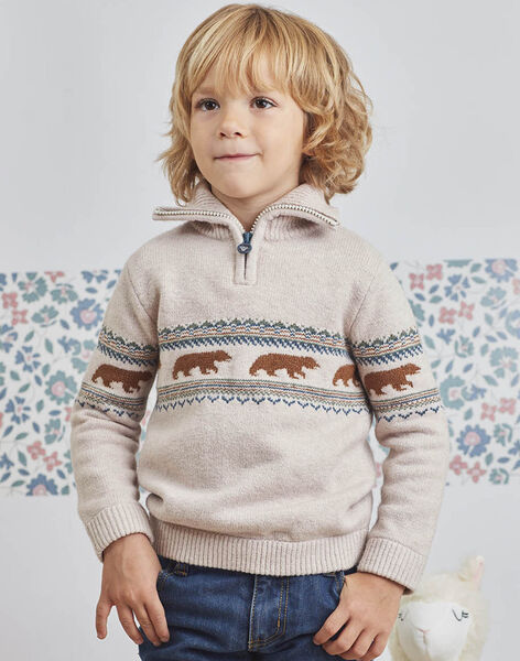 Child boy jacquard sweater with trucker collar BONITAGE / 21H3PGO1PULA011