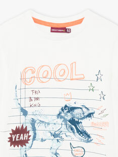 Boy's ecru dinosaur T-shirt BUTOILAGE / 21H3PGQ2TML001
