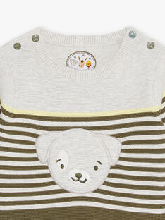 Baby boy knitted sweater with stripes and puppy motif CACOLIN / 22E1BGB1PUL001