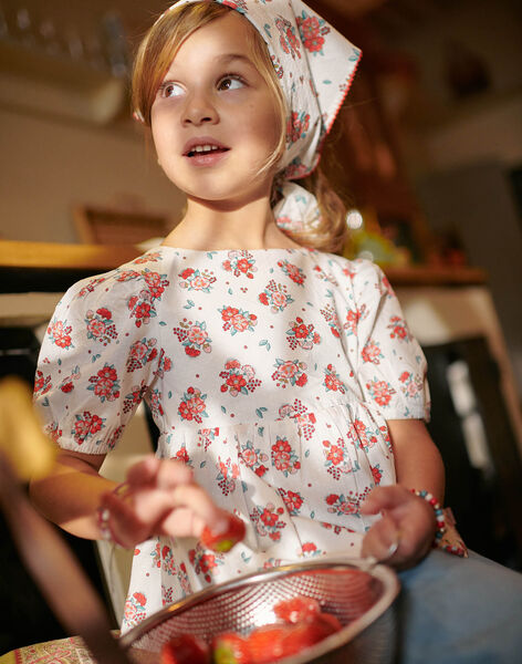 Child girl's ecru flower print blouse CUICHETTE / 22E2PFJ2CHE632