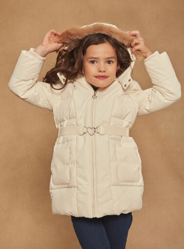 Long-sleeved Parka Jacket with Fur Hood and Curling Zip Child