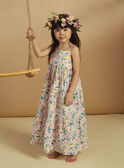 Off-white poplin midi dress with ruffles and floral print child girl CAUROBETTE 2 / 22E2PFU4RBSA001