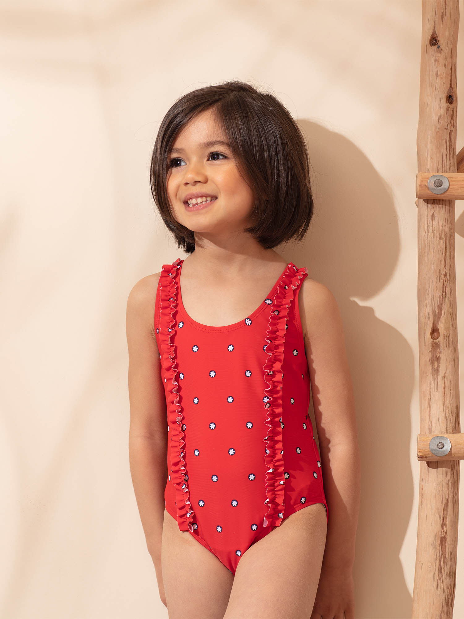 Kids red swimsuit clearance