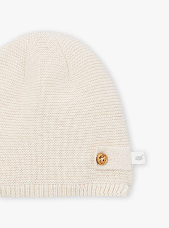 Ecru mottled wool and cotton baby beanie LOAY / 24H0AM21BON006