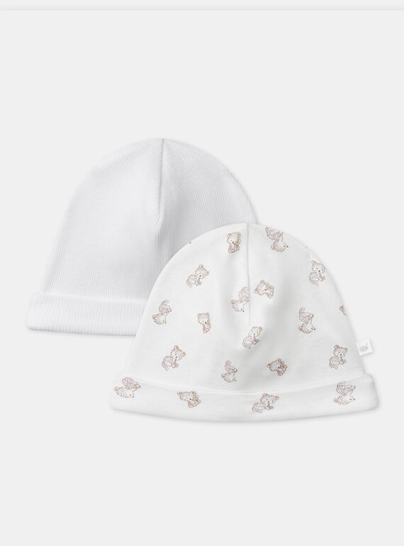 White NEWBORN BEANY MONI / 25E0AM11BNA000