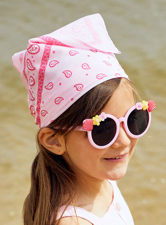 Pink poplin bandana child girl CRABAETTE / 22E4PFN1ECHD315