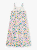 Off-white poplin midi dress with ruffles and floral print child girl CAUROBETTE 2 / 22E2PFU4RBSA001