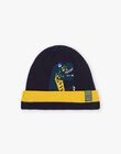 Navy blue beanie with dinosaur pattern DETREXAGE / 22H4PGN3BON713