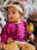 Purple cardigan in fancy knit with ruffle details baby girl CAIRENE / 22E1BF92CAR708