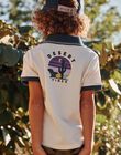 Navy, grey and khaki striped polo shirt FLAPOLAGE / 23E3PGO1POL001