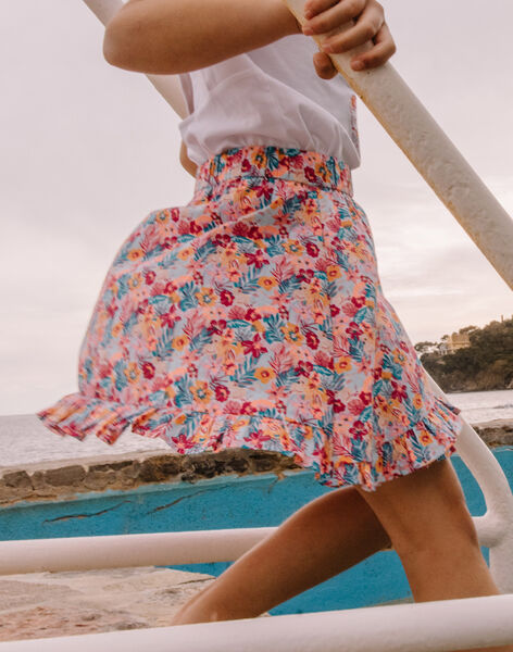 Child girl poplin ruffled skirt with floral print 22E2PFV1JUP001