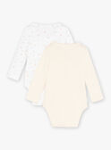 2 birth bodysuits ecru and rose dragée in organic cotton KORALIE / 24E0NF11BODD310