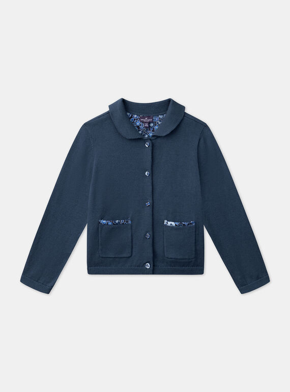 Blue cardigan in jersey knit LECARDETTE / 24H2PFJ1CARC233