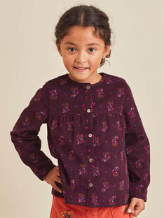 Baby Girl's Embroidered Flower Printed Blackberry Blouse BOUDUETTE / 21H2PFQ1CHED302