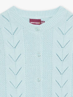 Turquoise knitted cardigan child girl CLIQETTE3 / 22E2PFF1CAR203