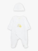 White pyjamas and bonnet with cloud and sun print FOSIO_B / 23E0NMT2GRE000