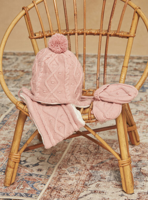 Pink cable-knit snood GIDIANA / 23H4BF51SNO307