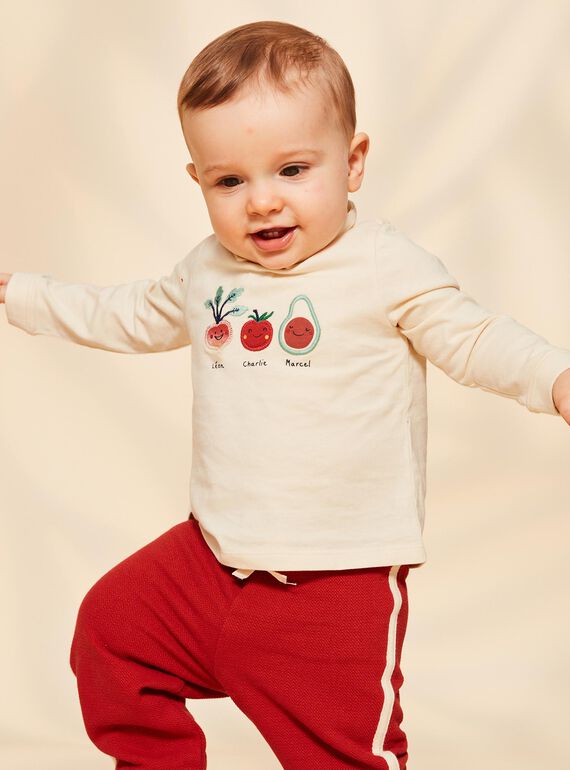 Vanilla polo with embroidered vegetable patches FACETHAN / 23E1BGB1POL114