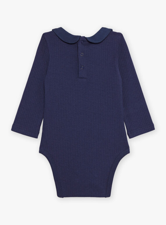 Navy blue bodysuit with Claudine collar DAOLLY / 22H1BFX1BOD070