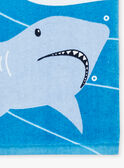 Blue bath towel with orca, shark and whale motifs KLUPAGE / 24E4PGG1SRV216