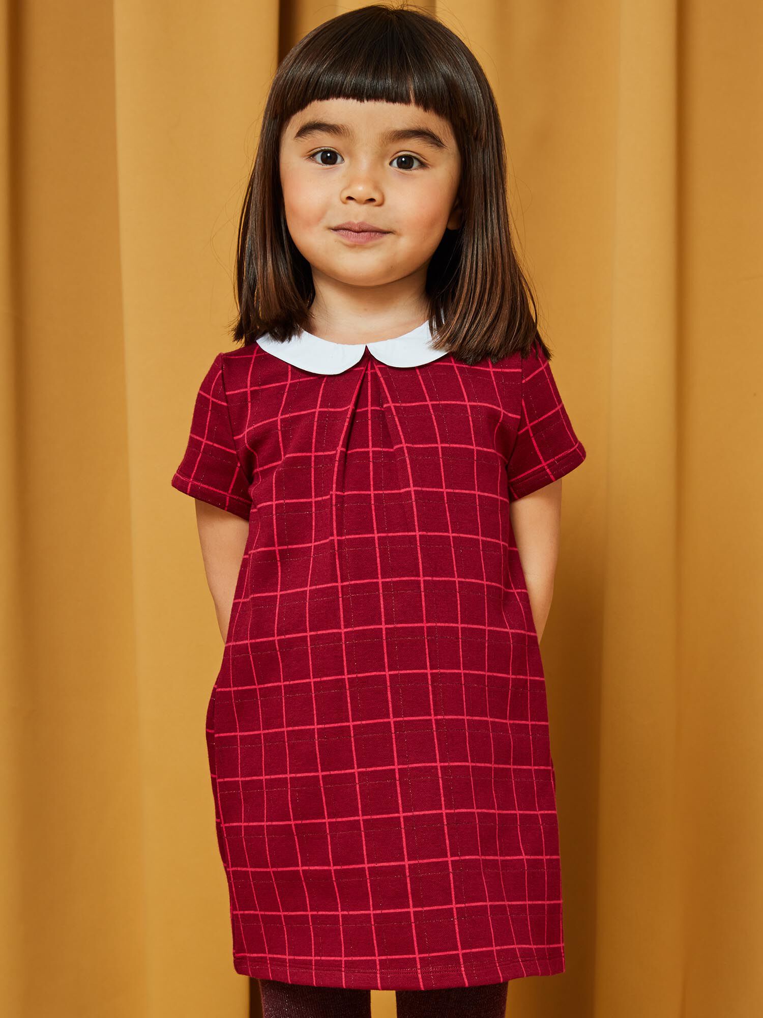 Burgundy peter pan collar dress discount