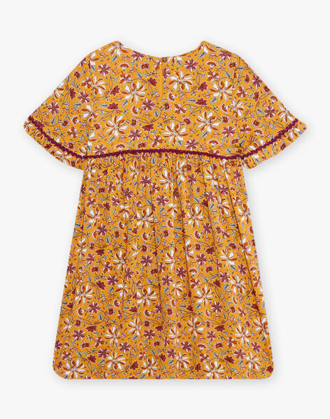 Yellow dress with flowery print child girl CODRETTE / 22E2PF92ROBB106