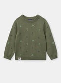 Khaki sweater in embroidered knit KAPULAGE / 24E3PG31PUL626