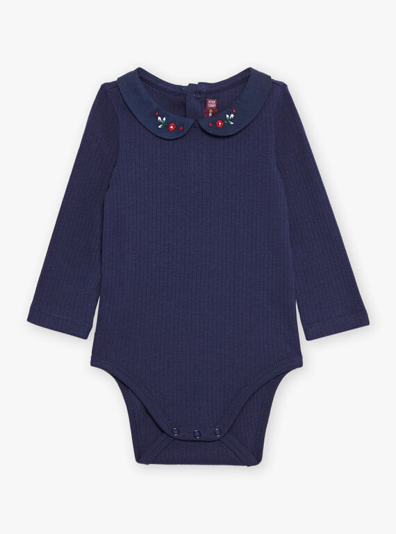 Navy blue bodysuit with Claudine collar DAOLLY / 22H1BFX1BOD070