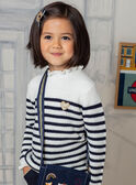 Girl's white and navy blue striped sweater BIPOLETTE / 21H2PF51PUL001