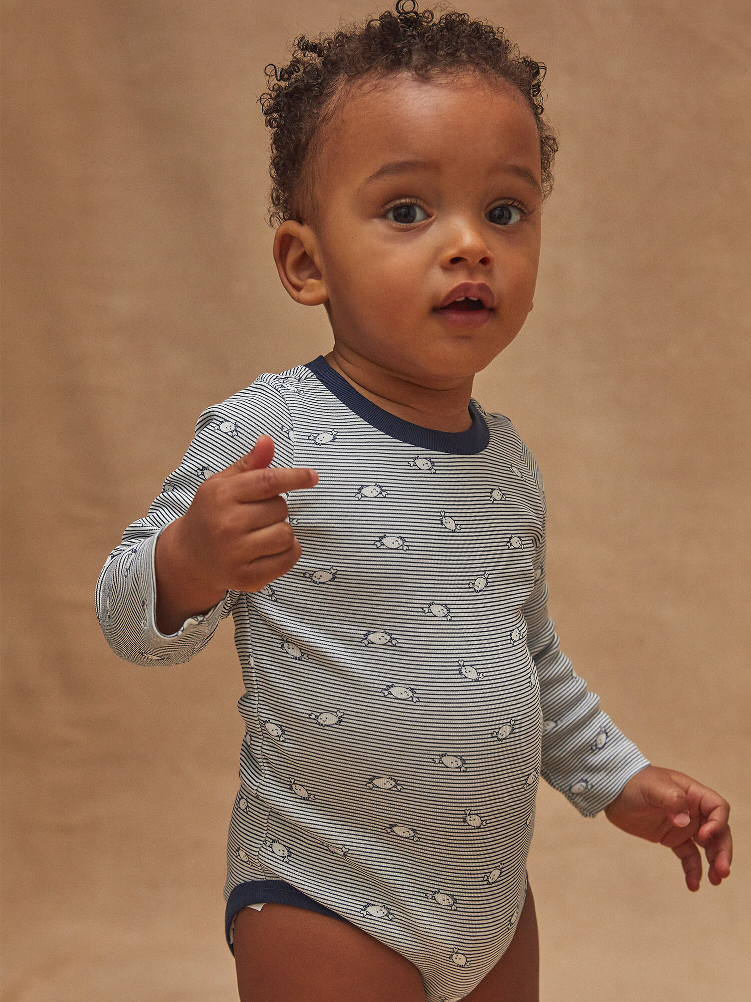 Striped Ribbed Long Sleeve Baby Bodysuit