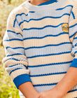 Blue and vanilla striped sweater FARIBAGE / 23E3PG81PUL020