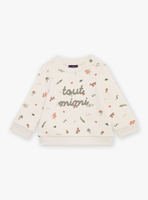 Beige fleece sweater with animal print FATAHAR / 23E1BGP1SWE007