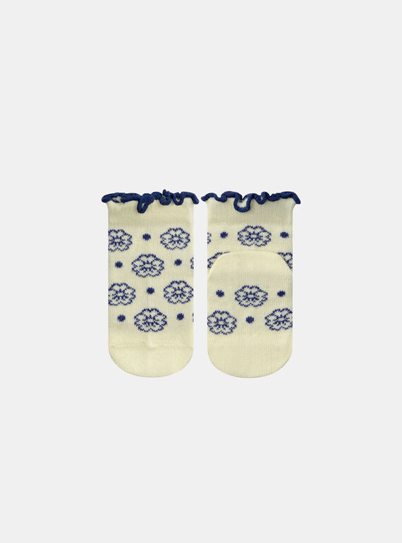 Pale Yellow Jacquard Flower Socks KAULINE / 24E4BFR1SOQ103