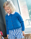 Child girl's medium blue checkered shorts in satin CITROETTE / 22E2PF81SHO208